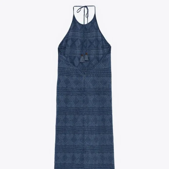 ZARA NWT BEADED LINEN BLEND DRESS M